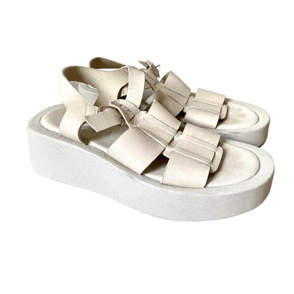 Free People Fisherman Platform Bone Leather Sandals size 39 size 9 - Picture 1 of 8